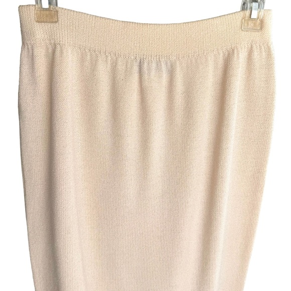 ST. JOHN Evening Wool Blend Knit Ivory Elasticized Midi Skirt Women’s Size 4 - Picture 3 of 9